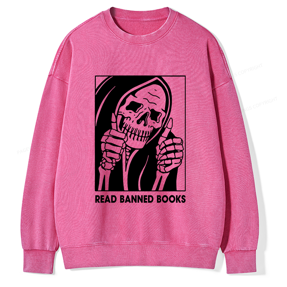 Pagewings Read Banned Books Unisex Washed Sweatshirt