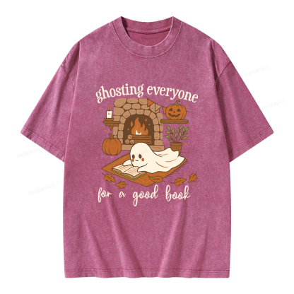 Pagewings Ghosting Everyone For A Good Book Unisex Washed T-shirt