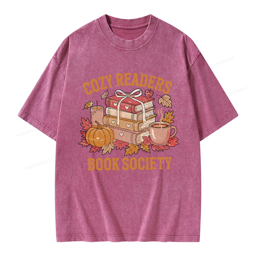 Pagewings Cozy Readers Book Society Unisex Washed T-shirt