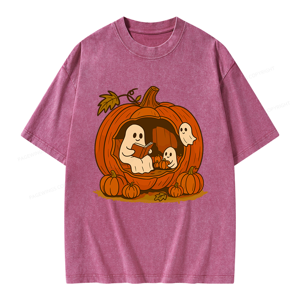 Pagewings Pumpkin Reading Nook Unisex Washed T-shirt