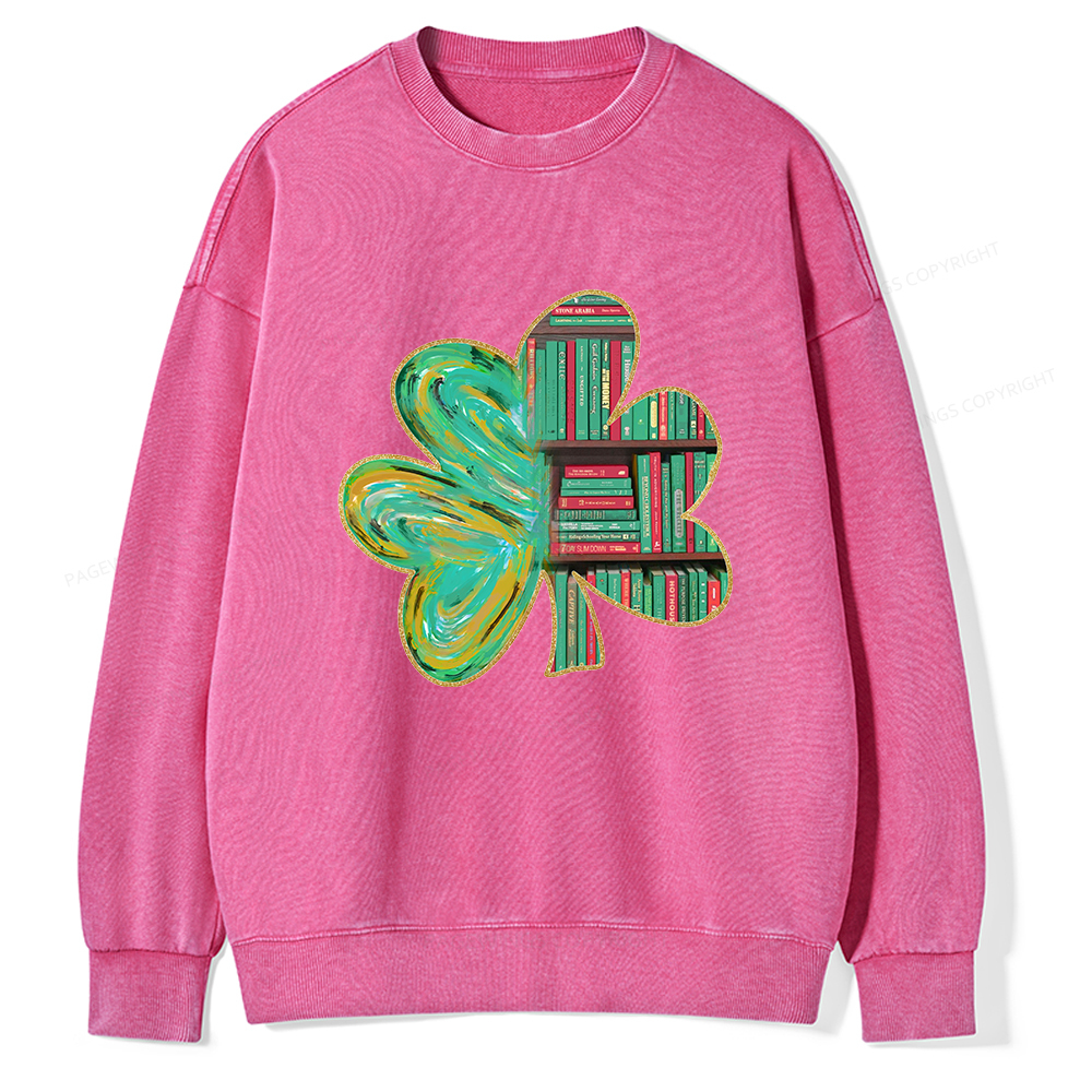 Pagewings Cloverleaf Creative Bookshelf Unisex Washed Sweatshirt