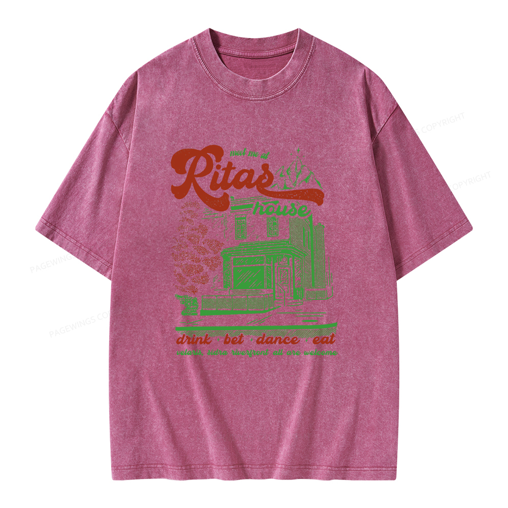 Pagewings Rita's Bar Unisex Washed T-shirt