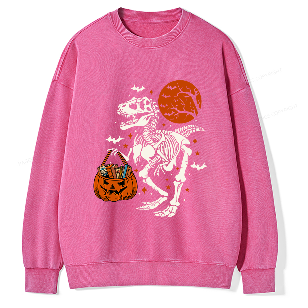Pagewings Dinosaur Halloween Unisex Washed Sweatshirt