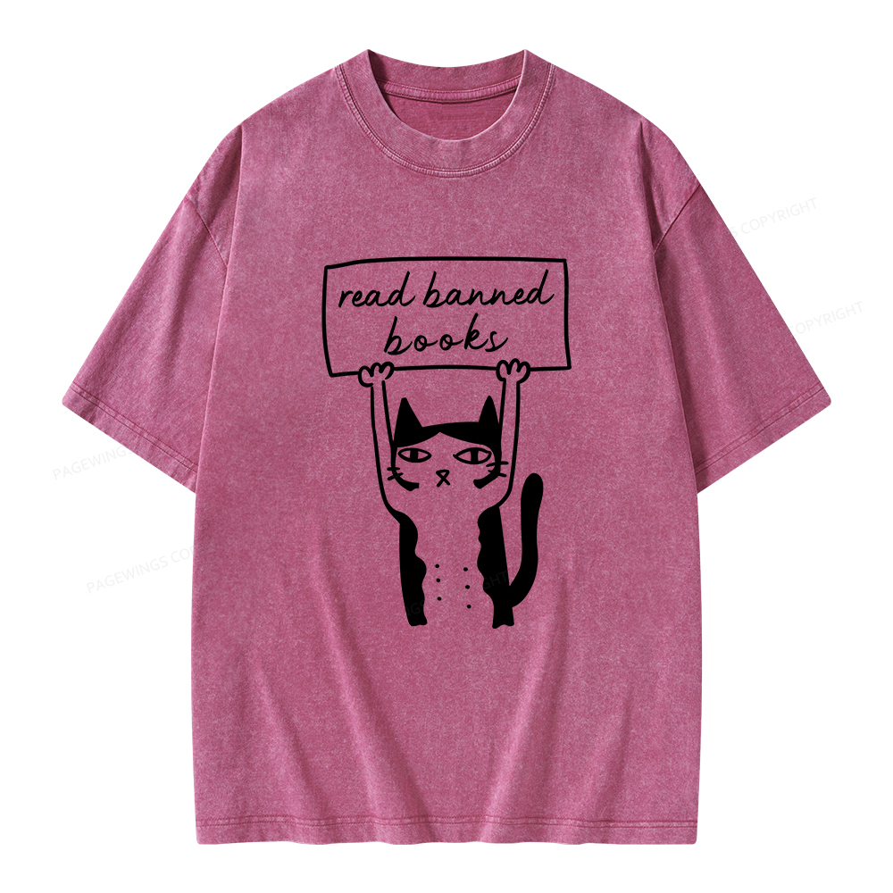 Pagewings Read Banned Books Unisex Washed T-shirt