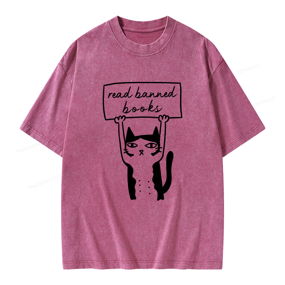Pagewings Read Banned Books Unisex Washed T-shirt
