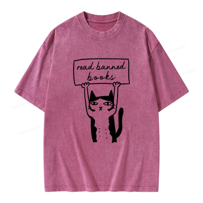 Pagewings Read Banned Books Unisex Washed T-shirt