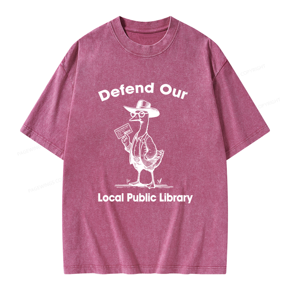 Pagewings Defend Our Public Library Unisex Washed T-shirt