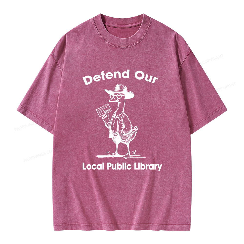 Pagewings Defend Our Public Library Unisex Washed T-shirt