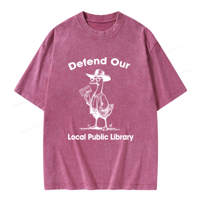 Pagewings Defend Our Public Library Unisex Washed T-shirt