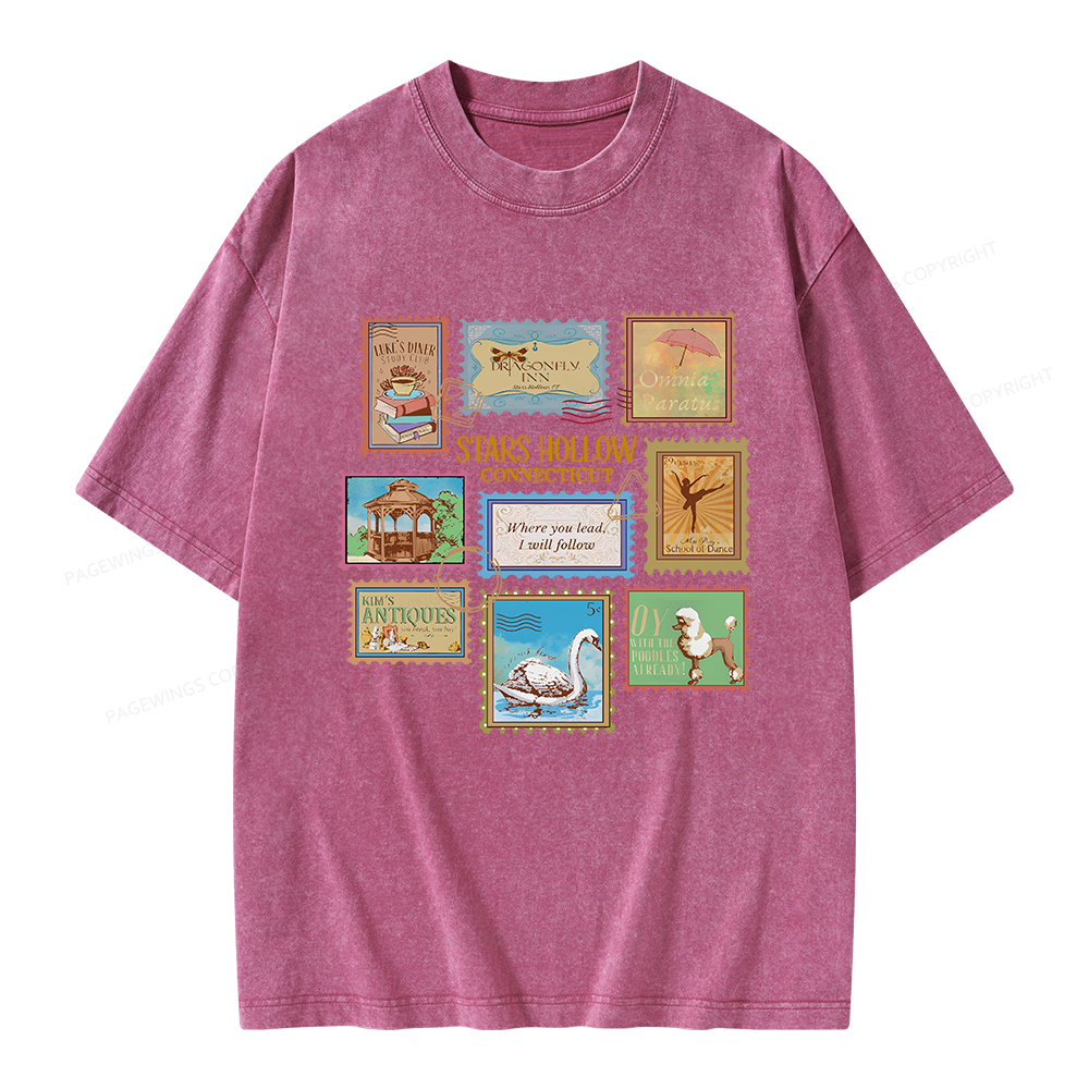 Pagewings Stars Hollow Stamps Unisex Washed T-shirt