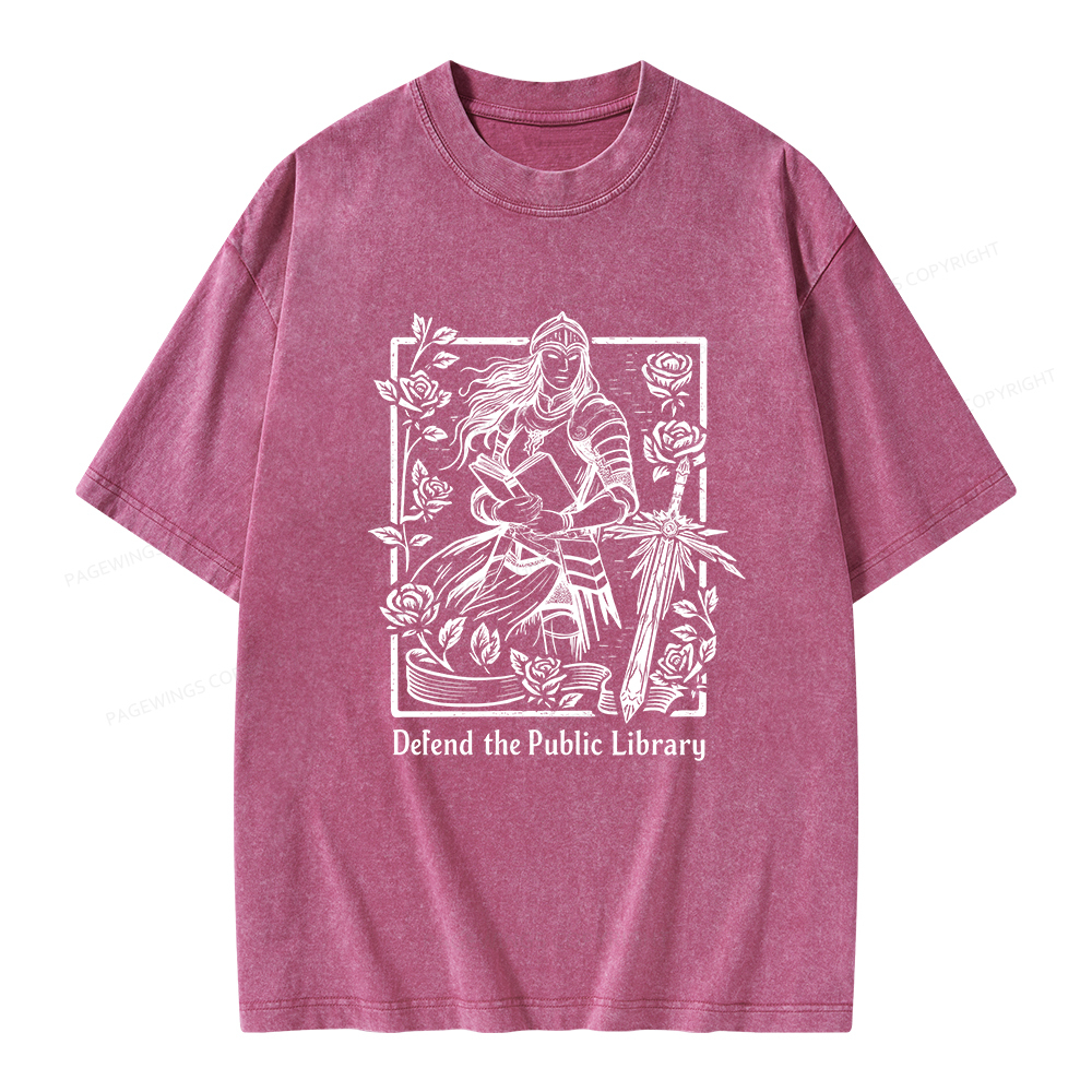 Pagewings Defend The Public Library Unisex Washed T-shirt