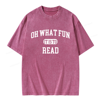 Pagewings Oh What Fun It Is To Read Unisex Washed T-shirt