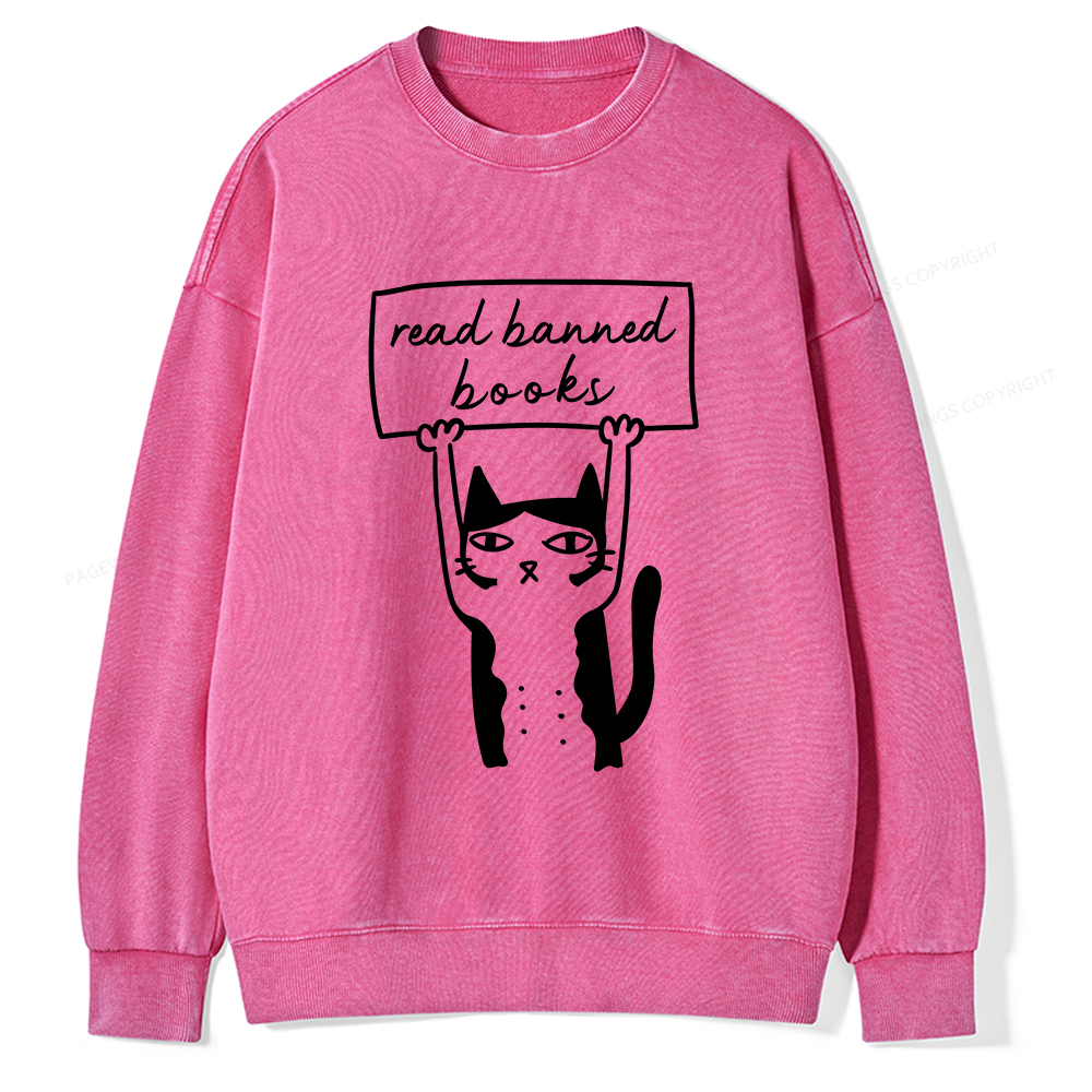Pagewings Read Banned Books Unisex Washed Sweatshirt