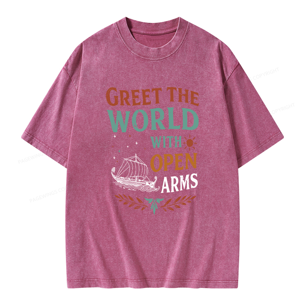 Pagewings Greet the World With Open Arms Unisex Washed T-shirt