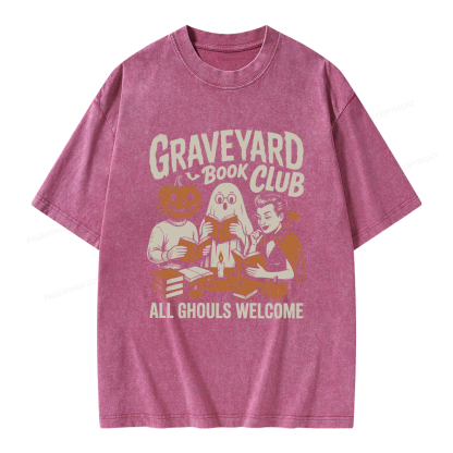 Pagewings Graveyard Book Club Unisex Washed T-shirt
