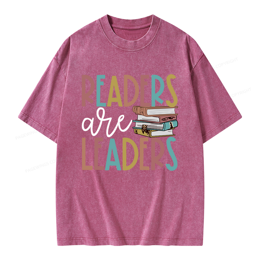 Pagewings Readers Are Leaders Unisex Washed T-shirt