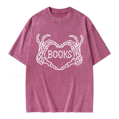 Pagewings Spooky Books Unisex Washed T-shirt