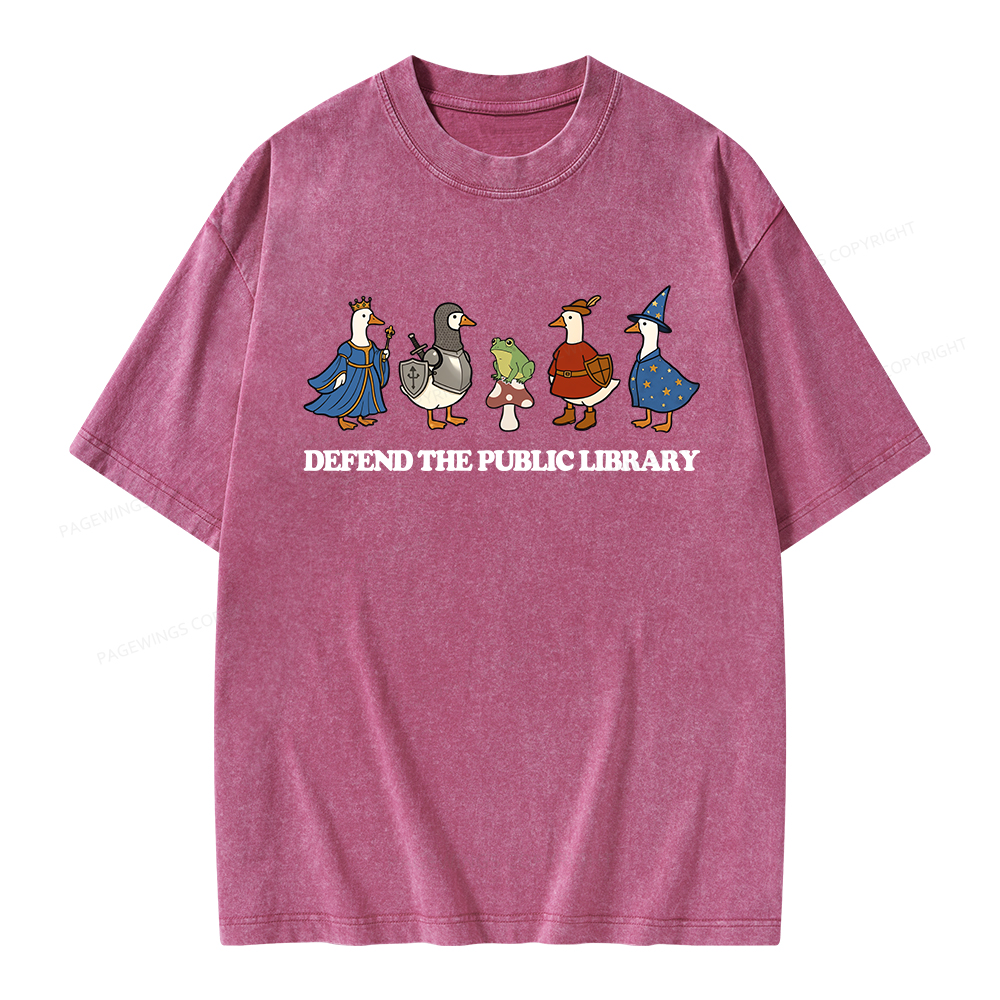 Pagewings Defend The Public Library Unisex Washed T-shirt