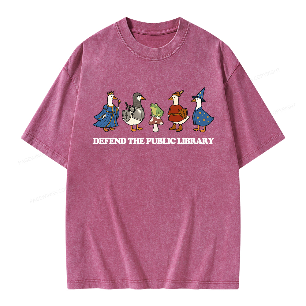 Pagewings Defend The Public Library Unisex Washed T-shirt