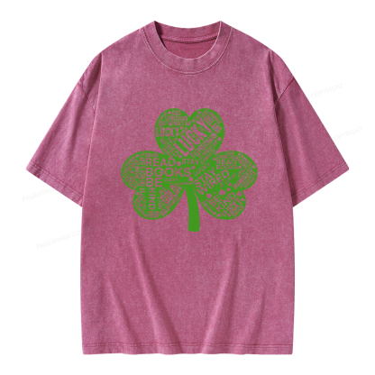 Pagewings St Patricks Day Shirt Lucky Reading Shirt Unisex Washed T-shirt