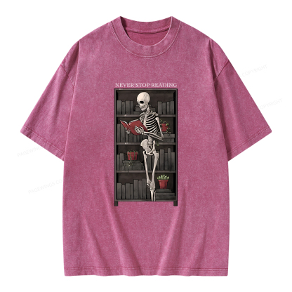 Pagewings Never Stop Reading Unisex Washed T-shirt