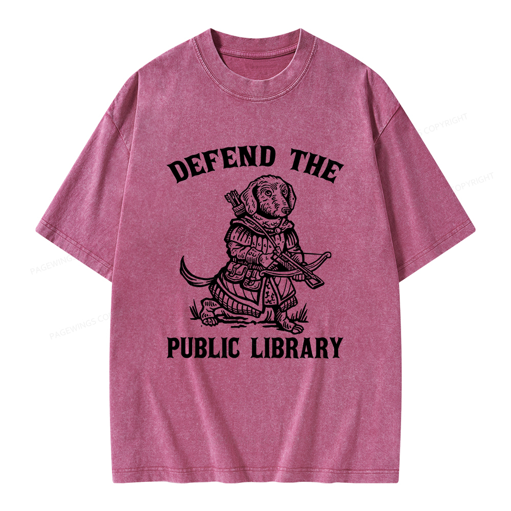 Pagewings Defend The Public Library Unisex Washed T-shirt