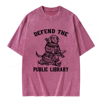 Pagewings Defend The Public Library Unisex Washed T-shirt