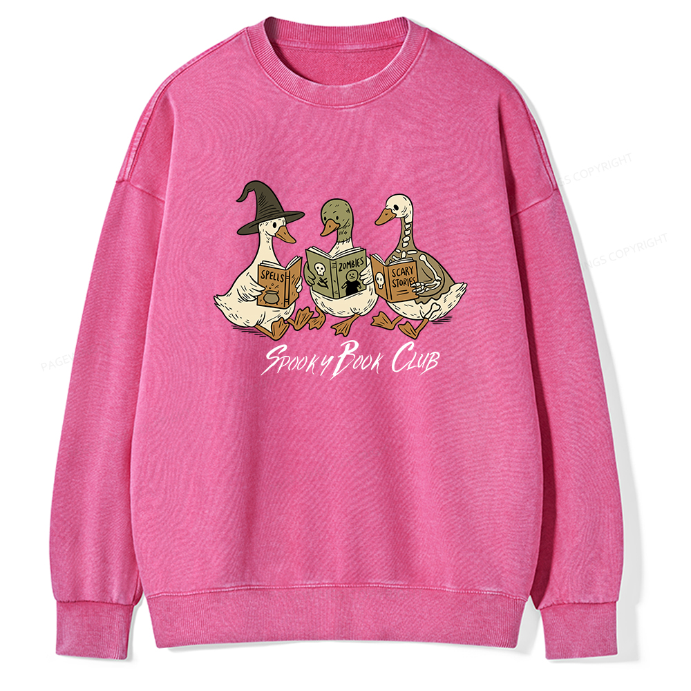 Pagewings Spooky Book Club Unisex Washed Sweatshirt