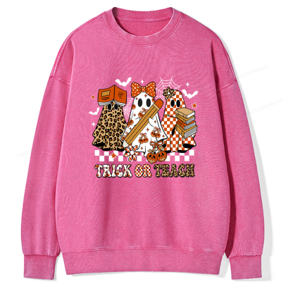 Pagewings Trick or Teach Unisex Washed Sweatshirt