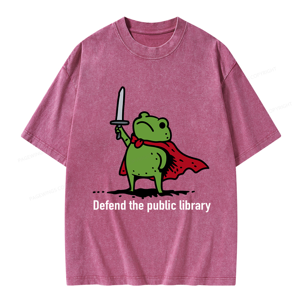 Pagewings Defend The Public Library Unisex Washed T-shirt