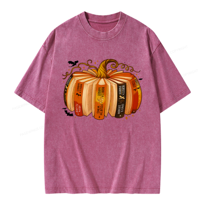 Pagewings Fantasy  Fall Book Lover Unisex Washed T-shirt