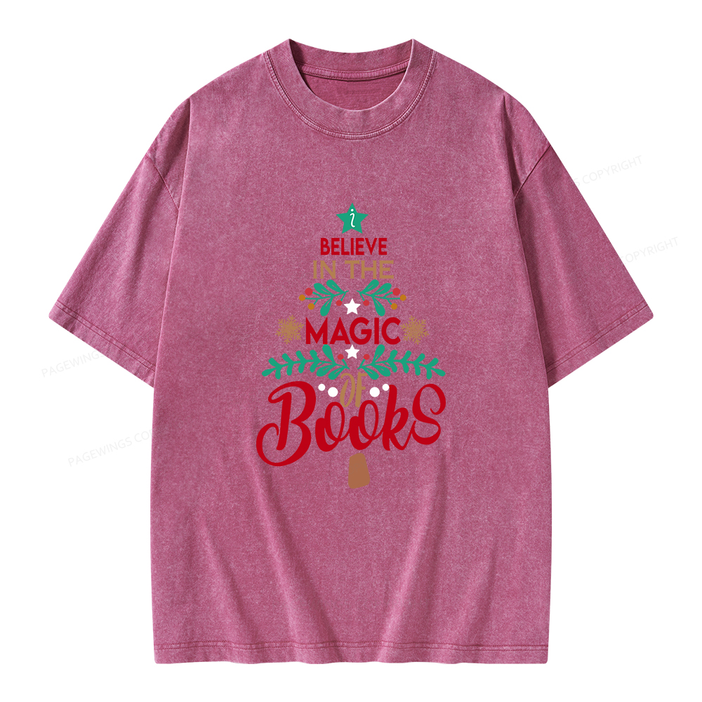 Pagewings Believe In The Magic Of Books Unisex Washed T-shirt