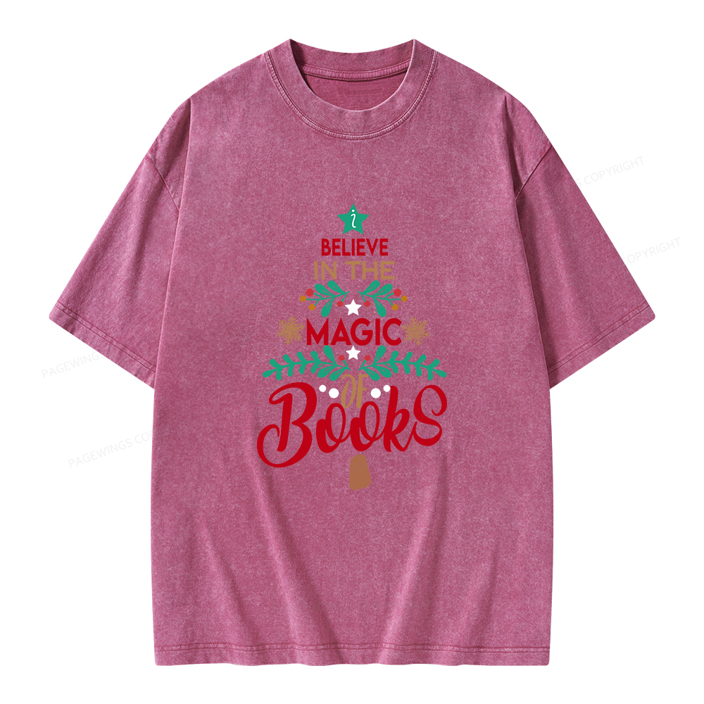 Pagewings Believe In The Magic Of Books Unisex Washed T-shirt