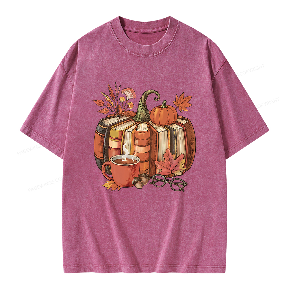 Pagewings Book Pumpkin Unisex Washed T-shirt