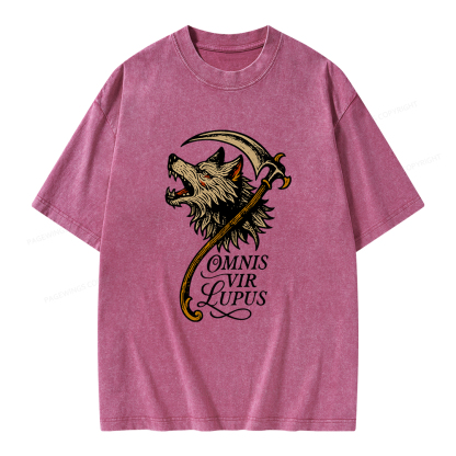 Pagewings Omnis Vir Lupus Unisex Washed T-shirt