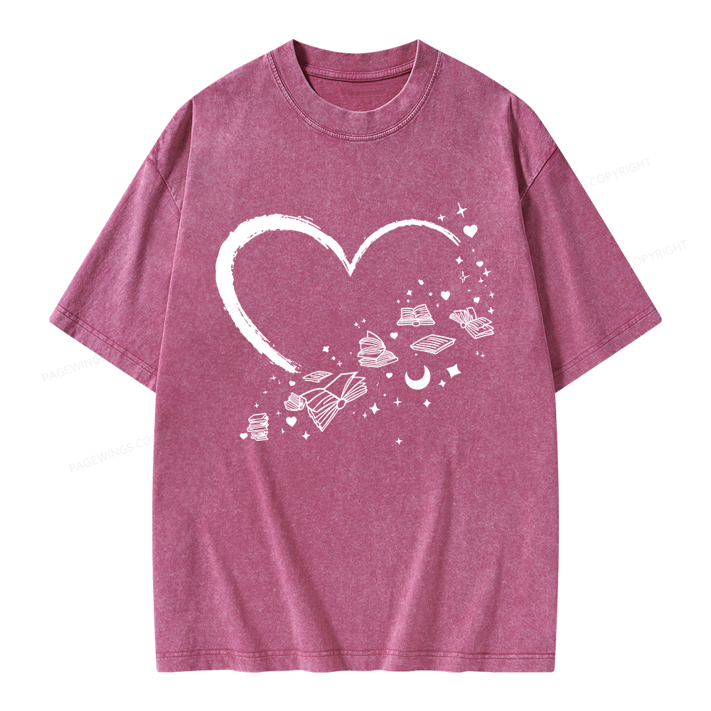 Pagewings Heart Of Books Unisex Washed T-shirt