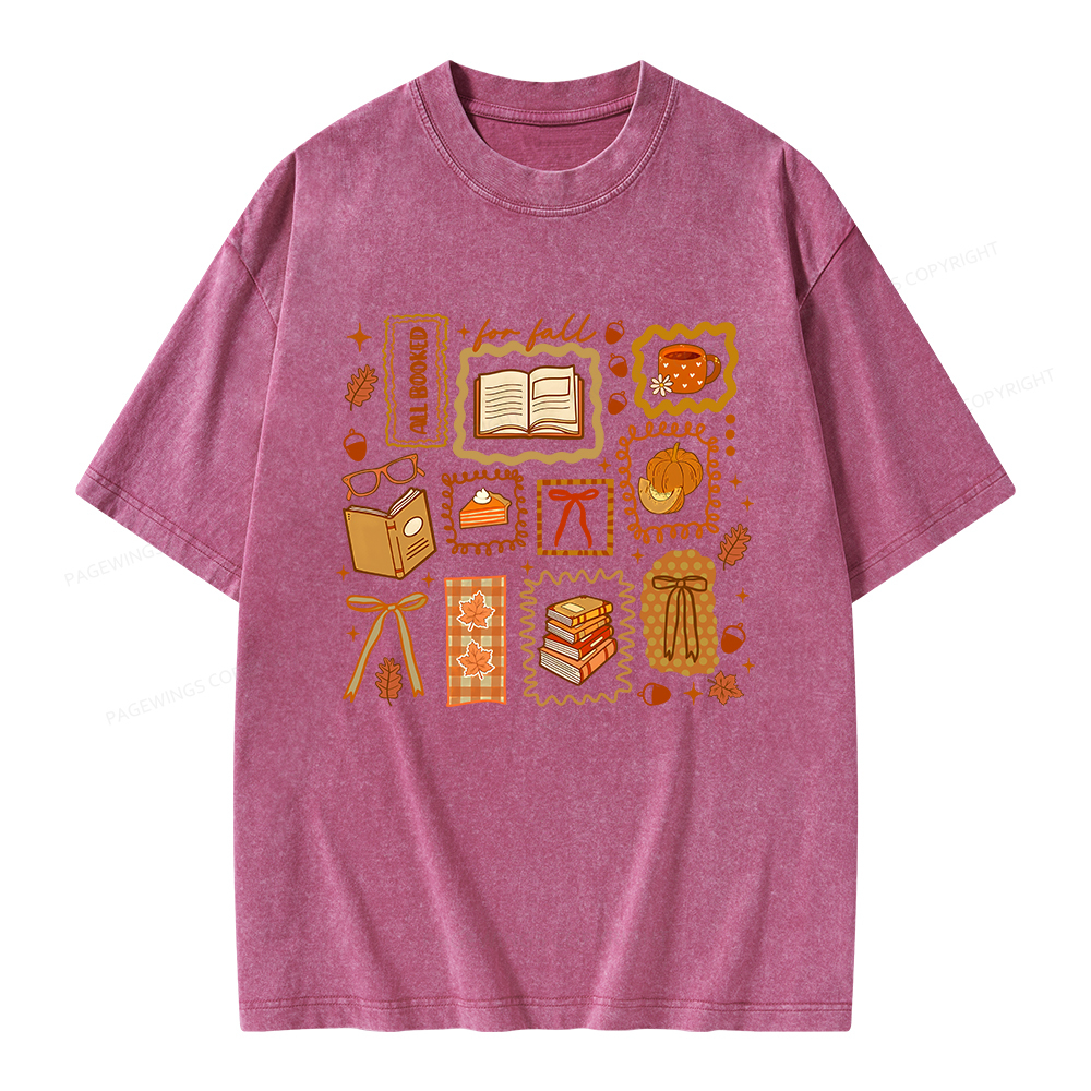 Pagewings All Booked for Fall Unisex Washed T-shirt