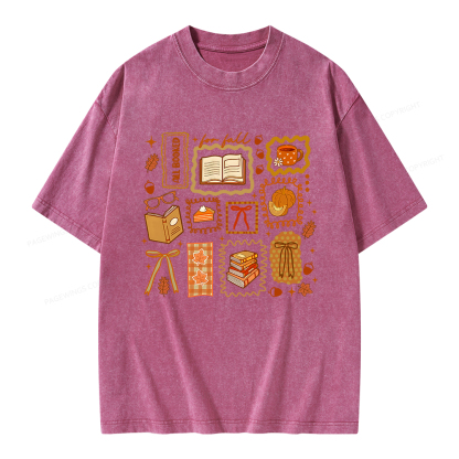 Pagewings All Booked for Fall Unisex Washed T-shirt
