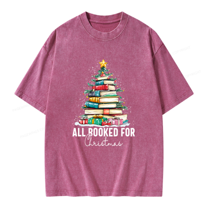 Pagewings All Booked For Christmas Unisex Washed T-shirt