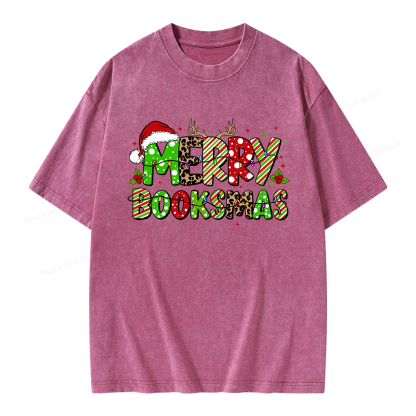 Pagewings Merry Booksmas Unisex Washed T-shirt