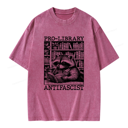 Pagewings Pro Library Antifascist Unisex Washed T-shirt