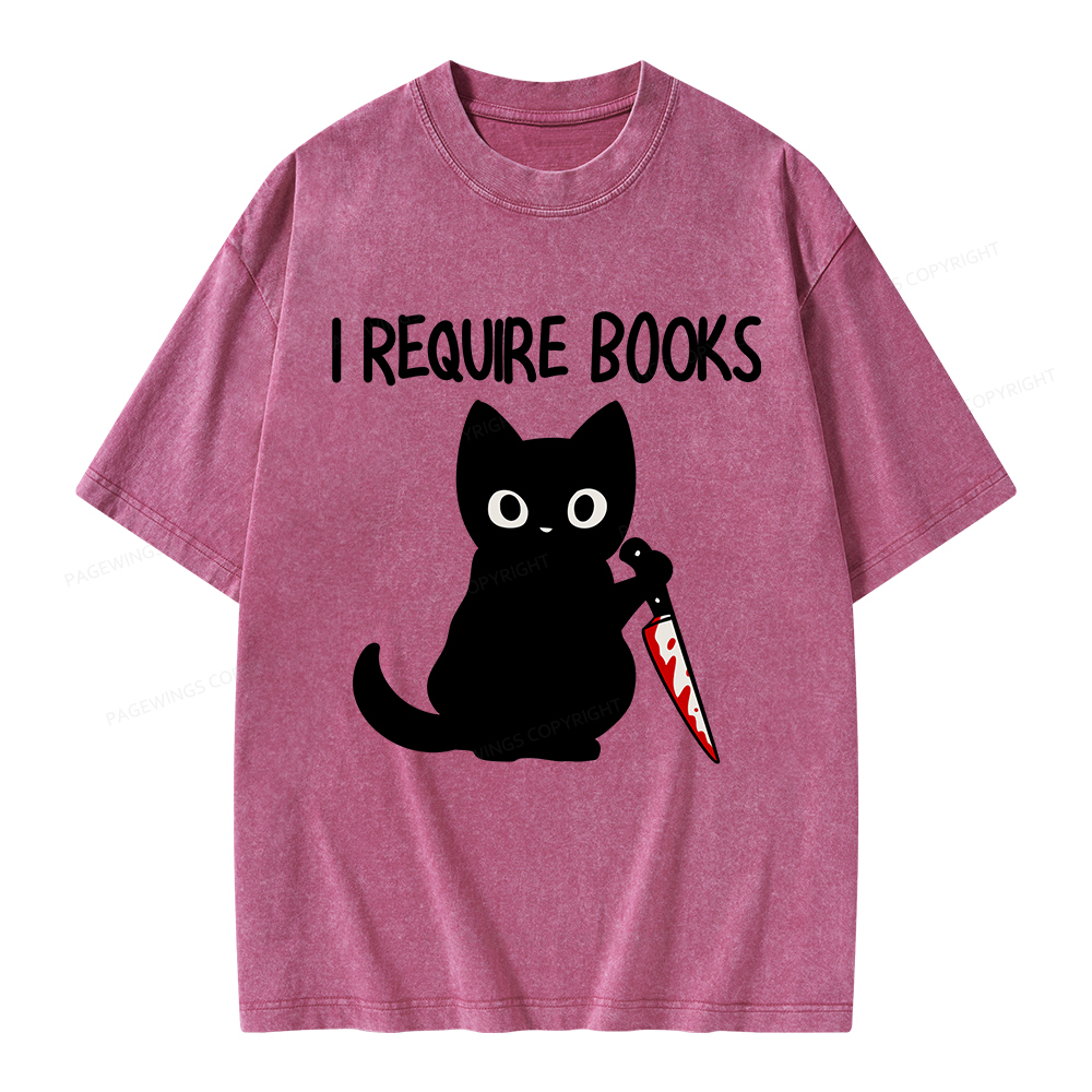 Pagewings I Require Books Unisex Washed T-shirt