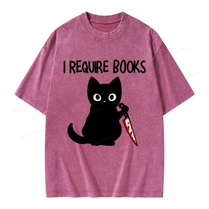 Pagewings I Require Books Unisex Washed T-shirt