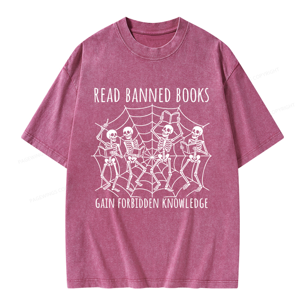 Pagewings Read Banned Books Gain Forbidden Knowledge Unisex Washed T-shirt