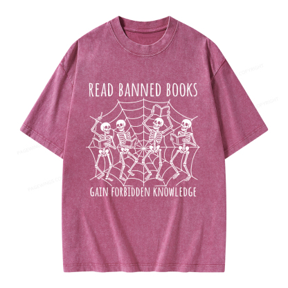Pagewings Read Banned Books Gain Forbidden Knowledge Unisex Washed T-shirt