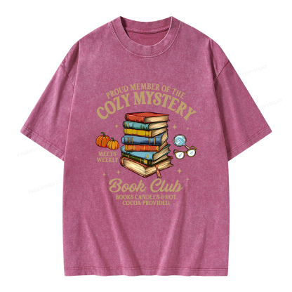 Pagewings Mystery Book Reader Unisex Washed T-shirt