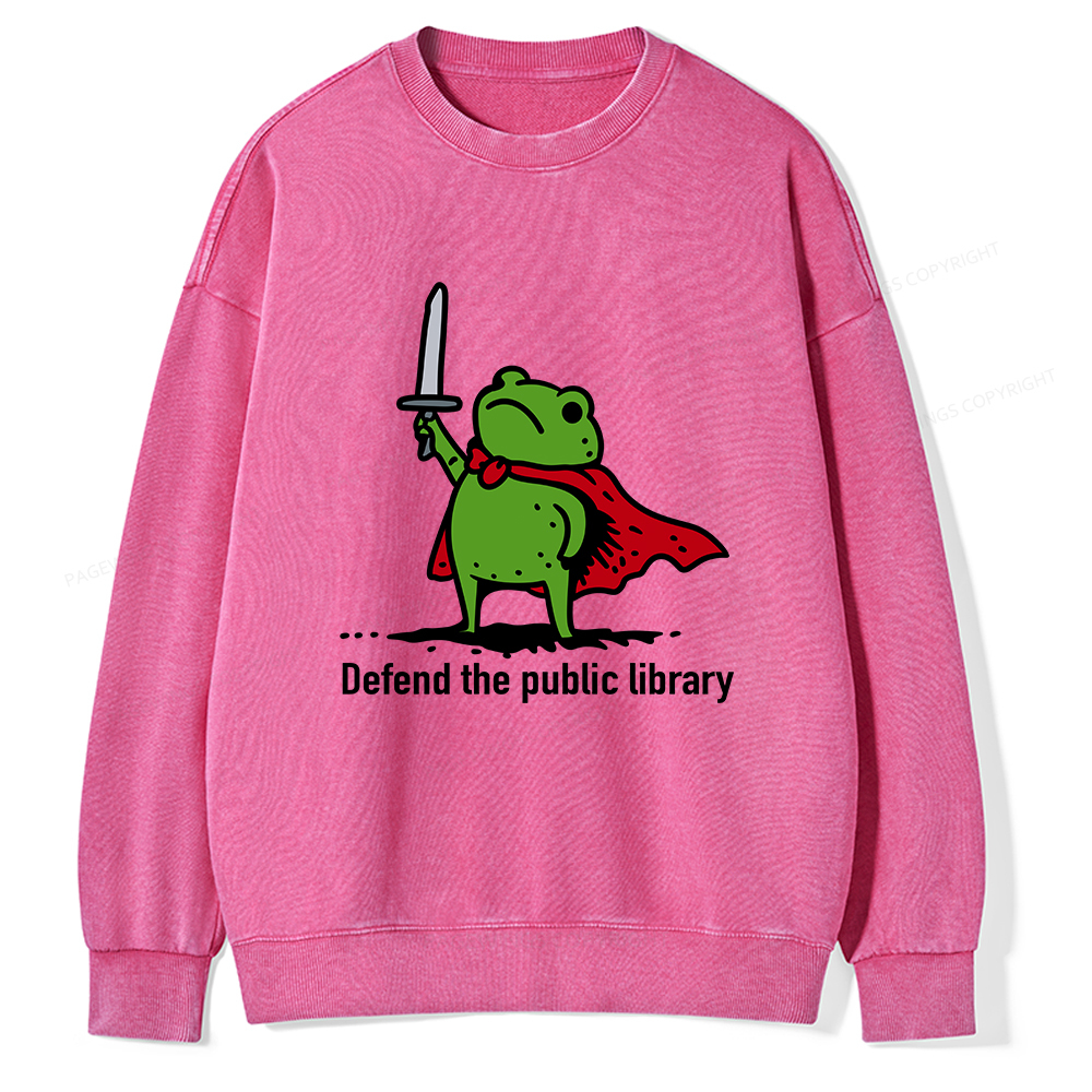 Pagewings Defend The Public Library Unisex Washed Sweatshirt