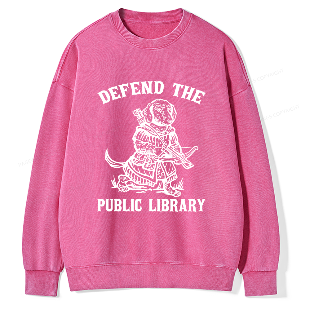 Pagewings Defend The Public Library Unisex Washed Sweatshirt
