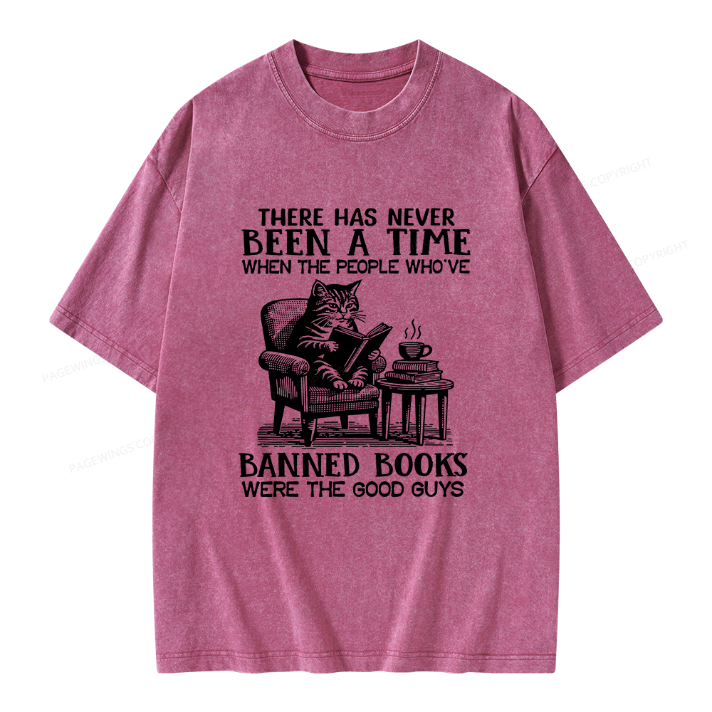 Pagewings Cats Reading Books Are Prohibited From Having Books Unisex Washed T-shirt