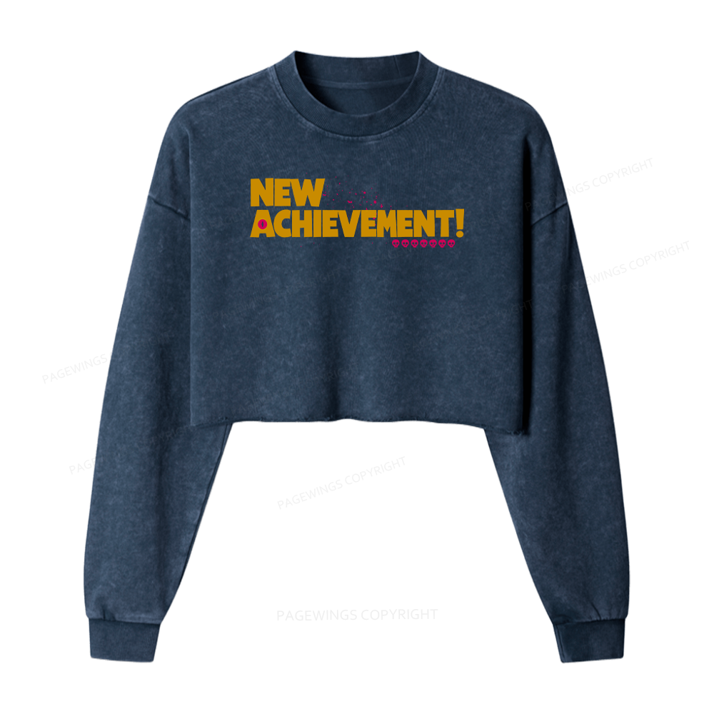 Pagewings New Achievement Women Washed Crop Sweatshirt